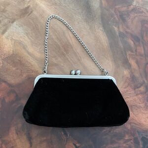 Elegant Mini Black Velvet Clutch Bag